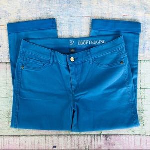 NY&Co Crop Legging Blue Cuffed Capri Pants 10